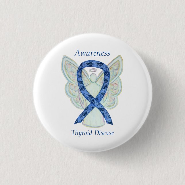 Thyroid Disease Awareness Angel Paisley Ribbon Pin (Front)