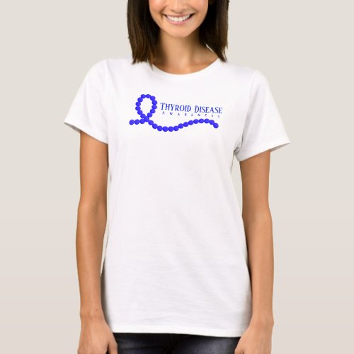 Thyroid Disease Awareness Blue Ribbon Beads T_Shirt