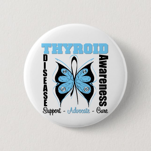 Thyroid Disease Awareness Butterfly Button (Front)