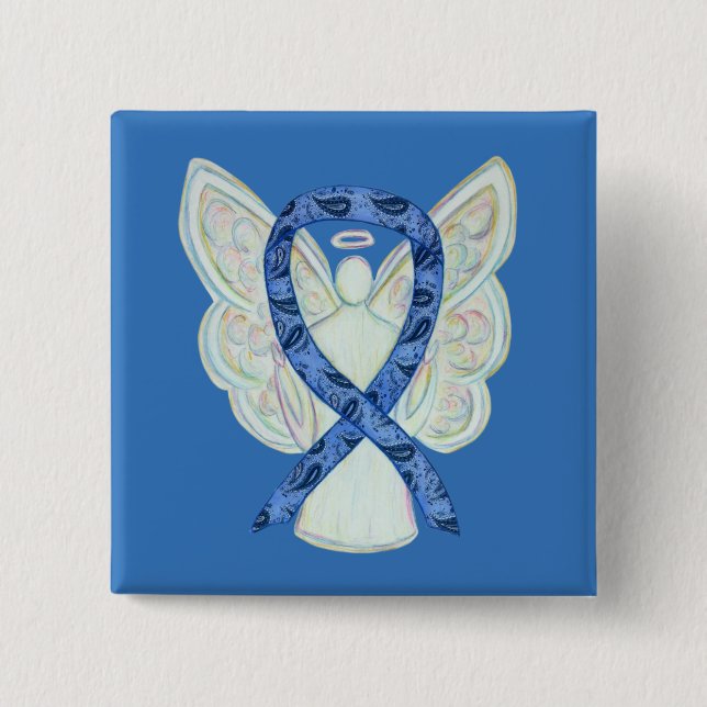 Thyroid Disease Awareness Paisley Ribbon Angel Pin (Front)