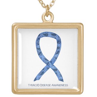 Large Dark Blue Ribbon Necklace for Causes