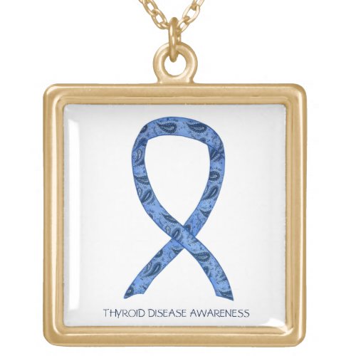 Thyroid Disease Awareness Paisley Ribbon Necklace