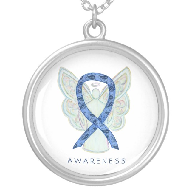 Thyroid Disease Awareness Paisley Ribbon Necklace (Front)