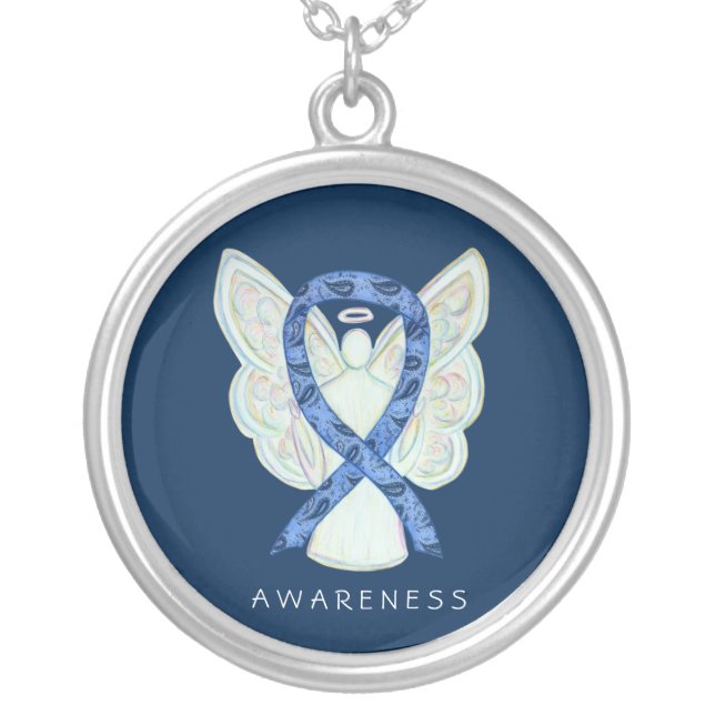Thyroid Disease Awareness Paisley Ribbon Necklace (Front)