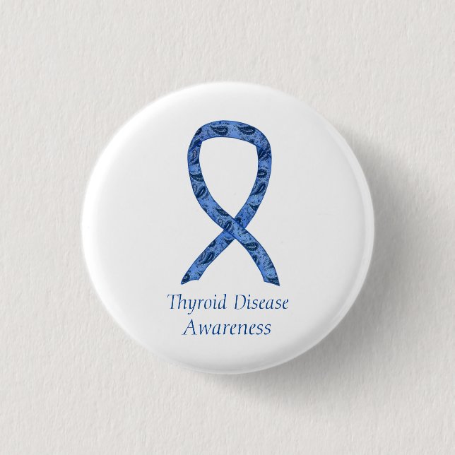 Thyroid Disease Awareness Paisley Ribbon Pin (Front)