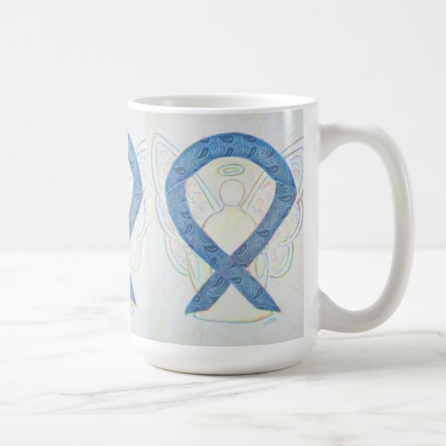 Thyroid Disease Awareness Ribbon Angel Coffee Mug (Right)