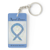Thyroid Disease Awareness Ribbon Art Keychain