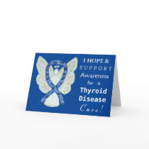 Thyroid Disease Awareness Ribbon Paisley Blue Card