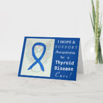 Thyroid Disease Awareness Ribbon Paisley Blue Card