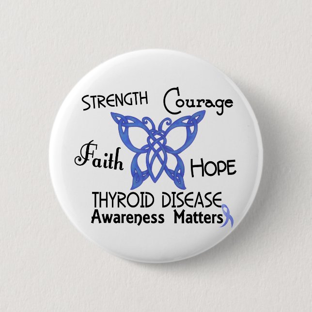 Thyroid Disease Celtic Butterfly 3 Pinback Button (Front)