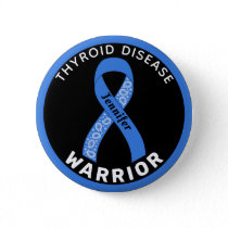 Thyroid Disease Warrior Ribbon Black Button