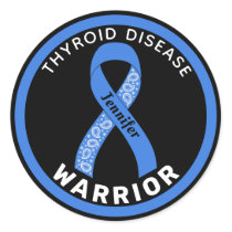 Thyroid Disease Warrior Ribbon Black Round Sticker