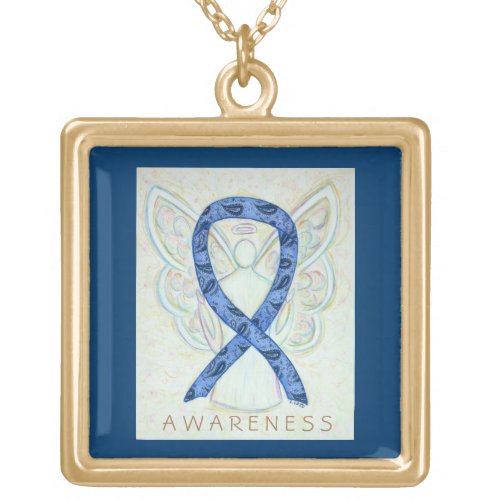 Thyroid Paisley Awareness Ribbon Jewelry Necklace