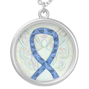 Thyroid Paisley Awareness Ribbon Jewelry Necklace