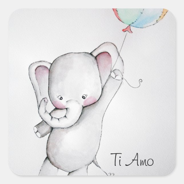Ti Amo Baby Elephant Stickers (Front)