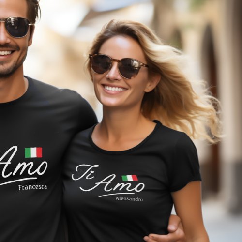 Ti Amo Script Personalized couples T_Shirt