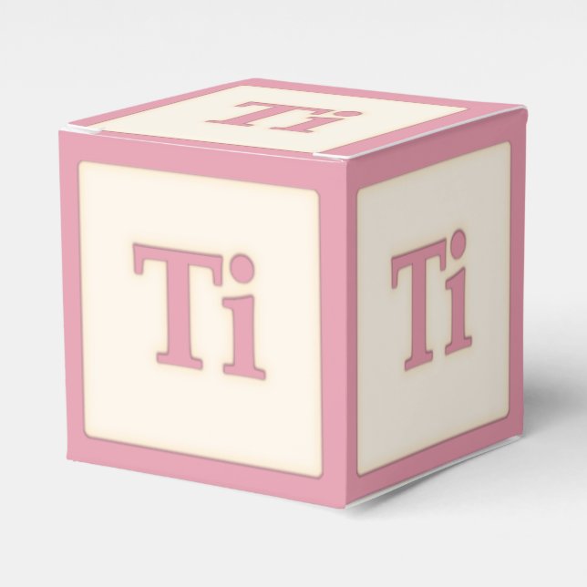 "Ti" Solfeggio Musical Baby Blocks Pink Favor Boxes (Front Side)