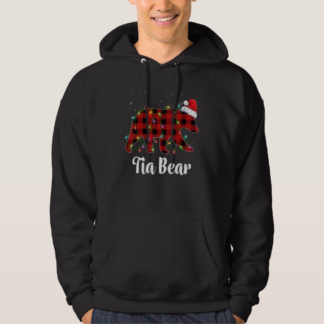 Tia Bear Buffalo Red Plaid Matching Family Christm Hoodie (Front)