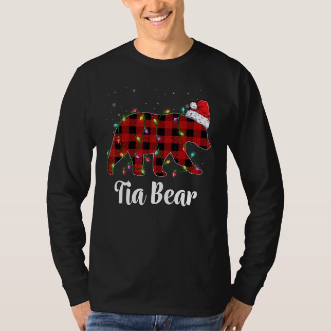 Tia Bear Buffalo Red Plaid Matching Family Christm T-Shirt (Front)