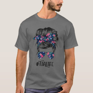 Tia Life Messy Hair Bun Flower Women Mother's Day T-Shirt