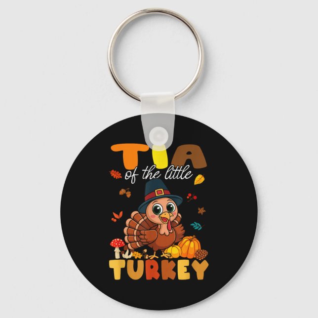 Tia Of The Little Turkey Thanksgiving Baby Shower  Keychain (Front)