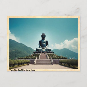Tian Tan Buddha Hong Kong Vintage Travel Postcard