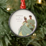 Tiana and Naveen Wedding Keepsake  Metal Ornament<br><div class="desc">Celebrate your happily ever after with this charming wedding ornament featuring Princess Tiana and Prince Naveen. Personalized with your names and wedding date, this ornament captures the magic of your special day in true Disney style. Perfect for your first holiday season as newlyweds or as a heartfelt gift, it’s a...</div>