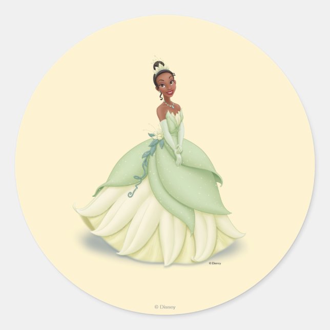 Tiana Green Dress Classic Round Sticker (Front)