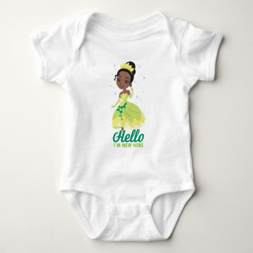 Tiana Hello Im New Here Baby Bodysuit