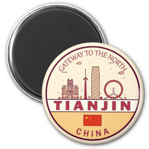 Tianjin China City Skyline Emblem Magnet