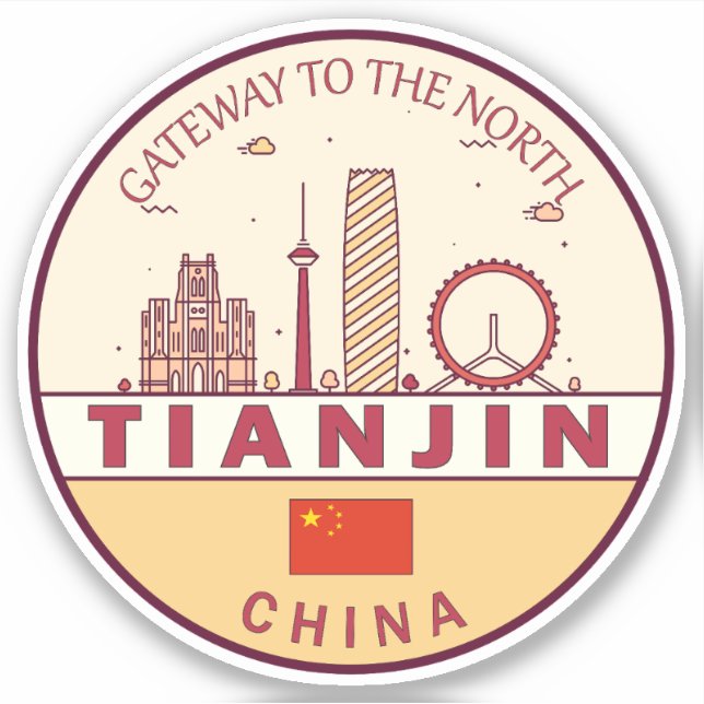 Tianjin China City Skyline Emblem Sticker (Front)