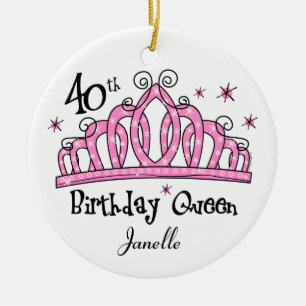 Tiara 40th Birthday Queen LT Ceramic Ornament
