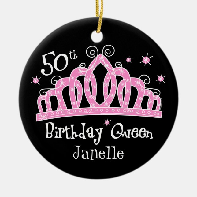 Tiara 50th Birthday Queen DK Ceramic Ornament (Front)