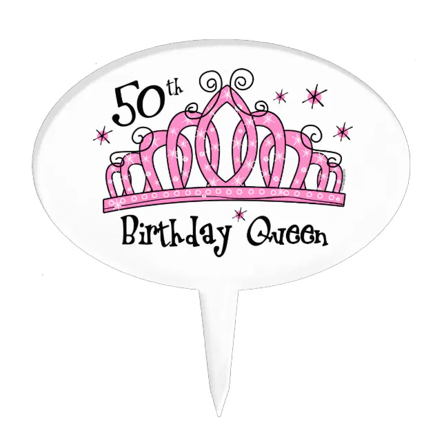 Tiara 50th Birthday Queen LT Cake Topper | Zazzle display picture 2