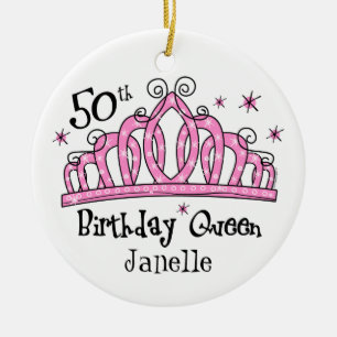 Tiara 50th Birthday Queen LT Ceramic Ornament