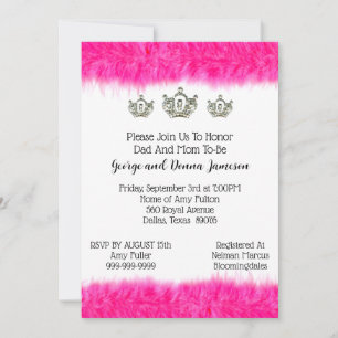 Tiara and Fluff Baby Princess Shower Invitation