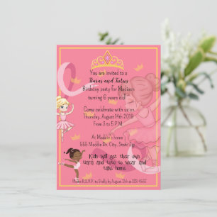 Tiara and Tutu little girl birthday invitations
