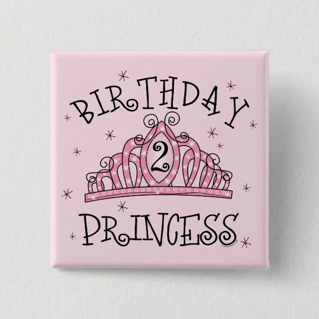 Tiara Birthday Princess 2nd Birthday Pinback Button (Front)