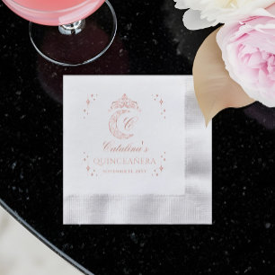 Tiara Celestial Crescent Moon Monogram Foil Napkins