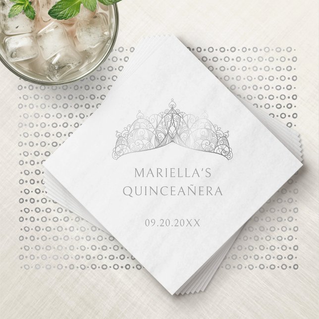 Tiara Crown Elegant Quinceanera Napkins (Creator Uploaded)