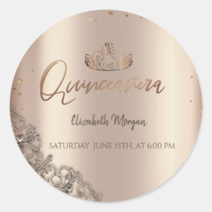 Tiara Diamonds Cooper Quinceañera Classic Round Sticker
