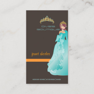Tiara/diva's boutique/dark taupe/teal/orange business card
