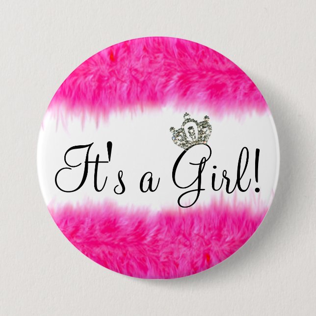 Tiara “It’s a Girl!” Baby Shower Button (Front)
