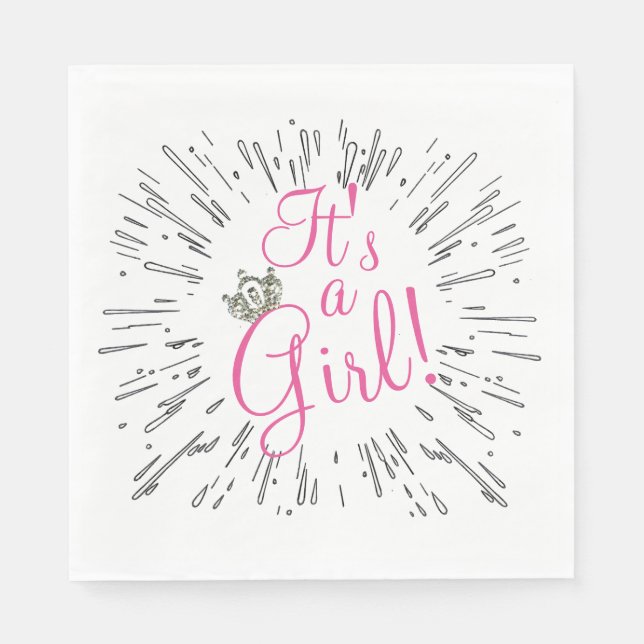 Tiara “It’s a Girl!” Baby Shower Napkins (Front)