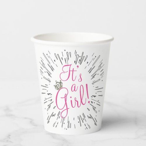 Tiara Its a Girl Baby Shower Paper Cups