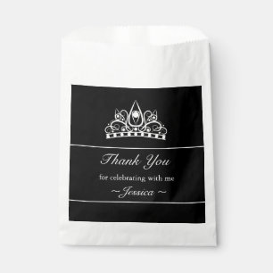 Tiara Modern Black Minimalist Birthday Favor Bag