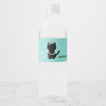 Tiara Party Cat Bridal Shower Party Water Bottle Label by Ohhhhilovethat at Zazzle