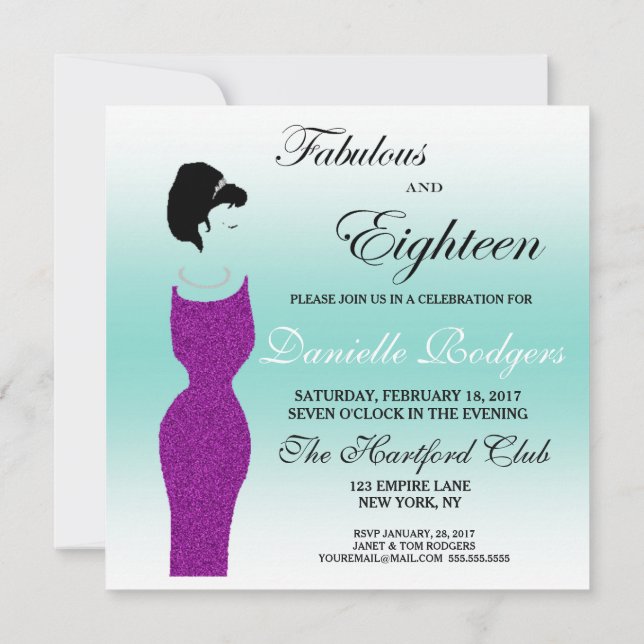 Tiara Party Fabulous And 18 18th Birthday Party Invitation (Back)