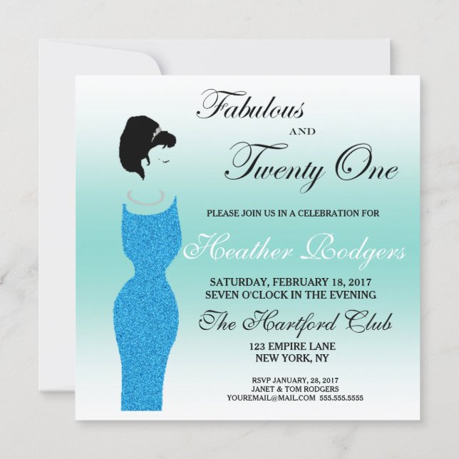 Tiara Party Fabulous And 21 21st Birthday Party Invitation (Back)