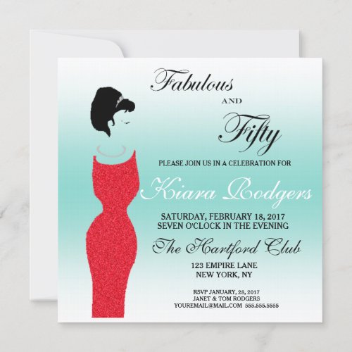 Tiara Party Fabulous And 50 50th Birthday Party Invitation